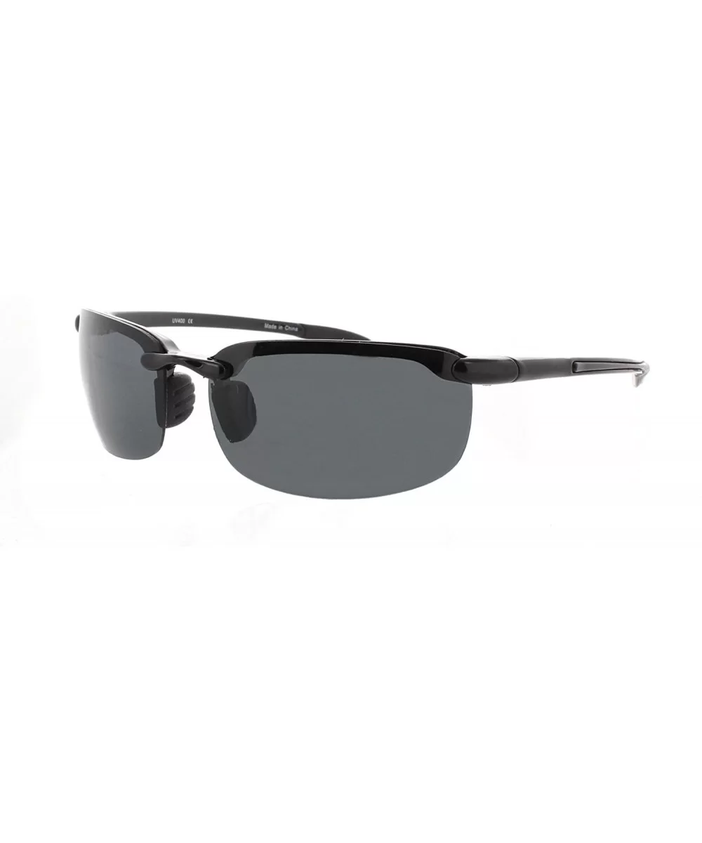 Island Sol TR90 Polarized and Non-Polarized Partial Flex Frame Semi Rimless Sunglasses - Polarized Black - CI12MZO3NBF $22.71...