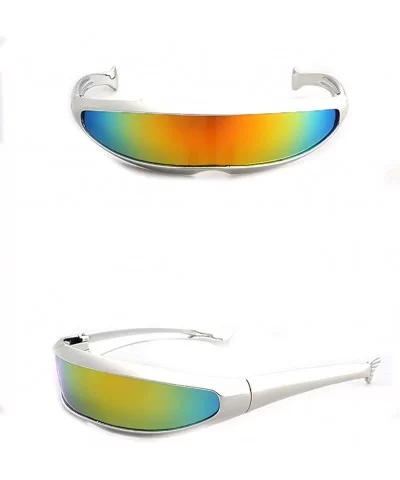 Electroplated Silver Clothing Sunglasses Futuristic - CB199ZXH646 $11.26 Goggle