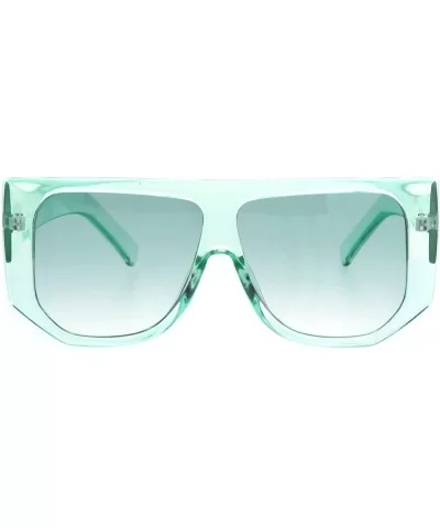 Womens Flat Top Mob Thick Plastic Mafia Retro Sunglasses - Green - CS18I790746 $7.20 Rectangular