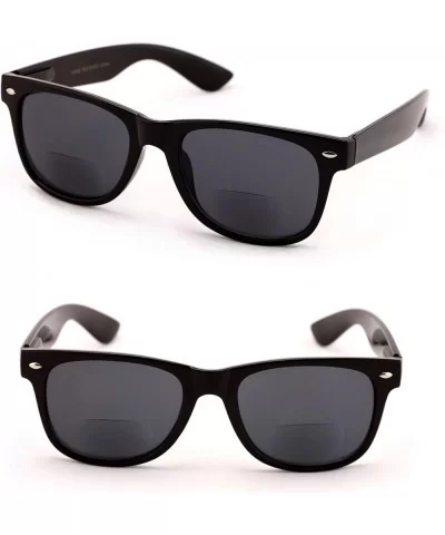 Classic Bifocal Outdoor Reading Sunglasses - Comfortable Stylish Simple Readers Magnification - 2 Black Lens - CZ1294GN3DN $8...