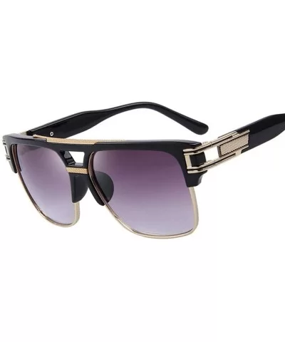 Men Luxury Brand Sunglasses Vintage Oversize Square Sun Glasses Women C01 Black - C05 Silver - CW18XE9SC3M $8.16 Oversized