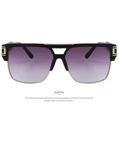 Men Luxury Brand Sunglasses Vintage Oversize Square Sun Glasses Women C01 Black - C05 Silver - CW18XE9SC3M $8.16 Oversized