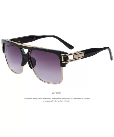 Men Luxury Brand Sunglasses Vintage Oversize Square Sun Glasses Women C01 Black - C05 Silver - CW18XE9SC3M $8.16 Oversized