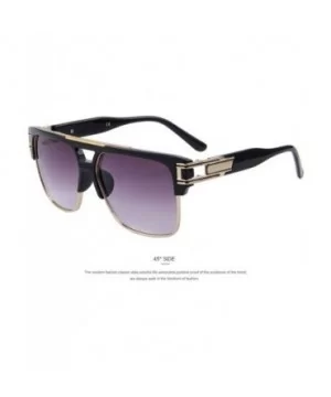 Men Luxury Brand Sunglasses Vintage Oversize Square Sun Glasses Women C01 Black - C05 Silver - CW18XE9SC3M $8.16 Oversized