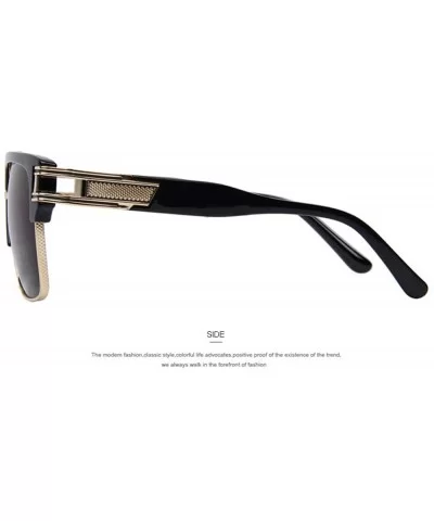 Men Luxury Brand Sunglasses Vintage Oversize Square Sun Glasses Women C01 Black - C05 Silver - CW18XE9SC3M $8.16 Oversized