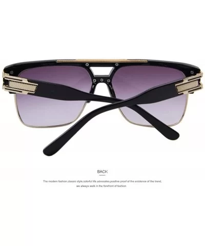 Men Luxury Brand Sunglasses Vintage Oversize Square Sun Glasses Women C01 Black - C05 Silver - CW18XE9SC3M $8.16 Oversized