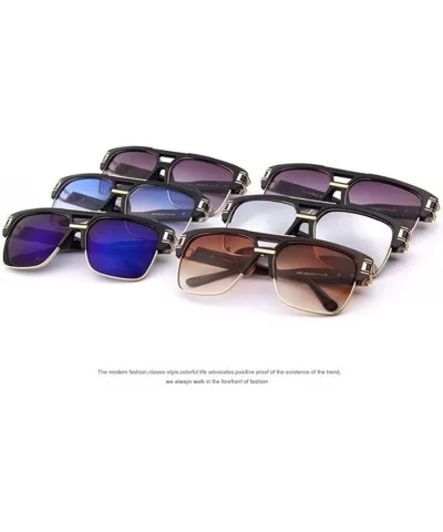 Men Luxury Brand Sunglasses Vintage Oversize Square Sun Glasses Women C01 Black - C05 Silver - CW18XE9SC3M $8.16 Oversized