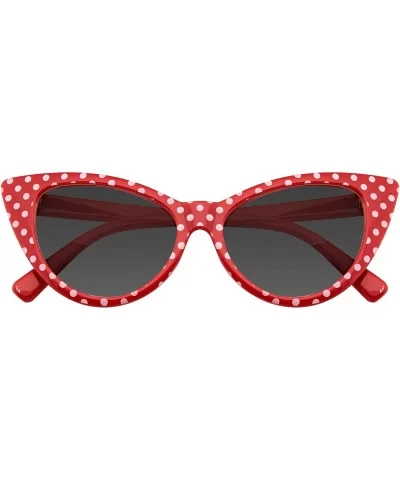 Fashion Classic Vintage Eyewear Cat Eye Designer Shades Frame Sunglasses - Red Polka Dot - C812NZS98GM $7.92 Oversized