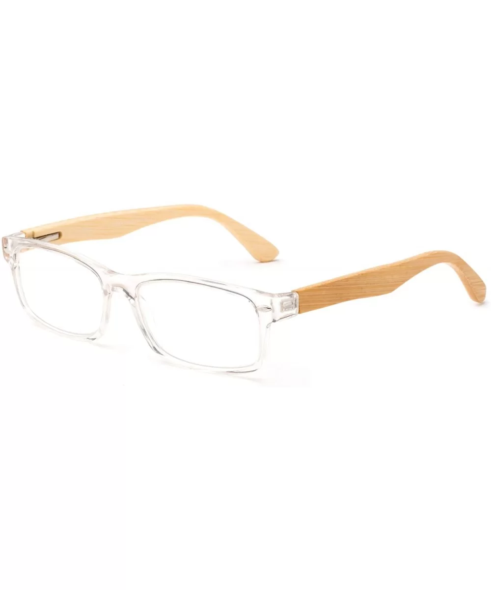 Unisex Translucent Simple Design No Logo Clear Lens Glasses Squared Fashion Frames - Clear/Bamboo - CO18I0HRGIO $6.16 Goggle