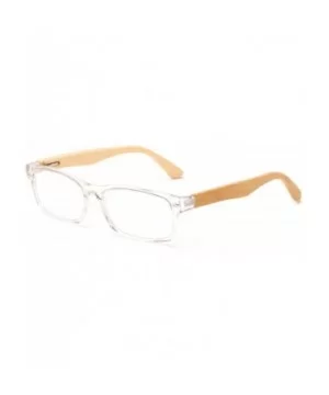 Unisex Translucent Simple Design No Logo Clear Lens Glasses Squared Fashion Frames - Clear/Bamboo - CO18I0HRGIO $6.16 Goggle