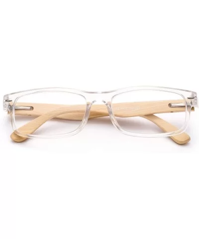 Unisex Translucent Simple Design No Logo Clear Lens Glasses Squared Fashion Frames - Clear/Bamboo - CO18I0HRGIO $6.16 Goggle