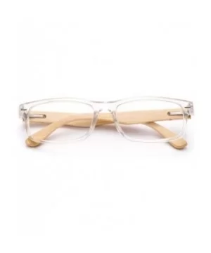 Unisex Translucent Simple Design No Logo Clear Lens Glasses Squared Fashion Frames - Clear/Bamboo - CO18I0HRGIO $6.16 Goggle