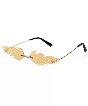 Women Fire Flame Sunglasses Rimless Wave Sun Glasses Novelty Eye Glasses Eyewear - Fire-red - CM194UTG9DY $5.13 Square