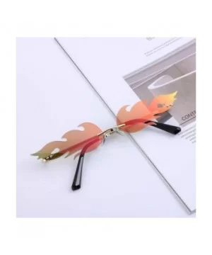 Women Fire Flame Sunglasses Rimless Wave Sun Glasses Novelty Eye Glasses Eyewear - Fire-red - CM194UTG9DY $5.13 Square