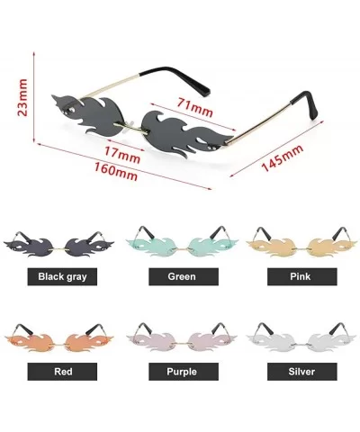 Women Fire Flame Sunglasses Rimless Wave Sun Glasses Novelty Eye Glasses Eyewear - Fire-red - CM194UTG9DY $5.13 Square