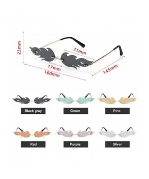 Women Fire Flame Sunglasses Rimless Wave Sun Glasses Novelty Eye Glasses Eyewear - Fire-red - CM194UTG9DY $5.13 Square