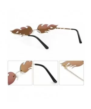 Women Fire Flame Sunglasses Rimless Wave Sun Glasses Novelty Eye Glasses Eyewear - Fire-red - CM194UTG9DY $5.13 Square