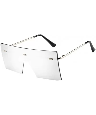 Big Square Rimless Sunglasses Women Men Vintage Metal Oversized Shades Eyewear - White - CJ19062GWQT $8.12 Oversized