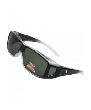 Polarized Rectangular Glasses Sunglasses Protection - Transparent Black Frame Green Lens - CE185YTESHN $11.32 Oversized