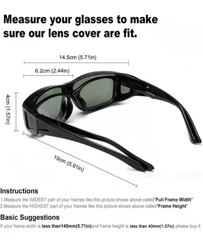 Polarized Rectangular Glasses Sunglasses Protection - Transparent Black Frame Green Lens - CE185YTESHN $11.32 Oversized