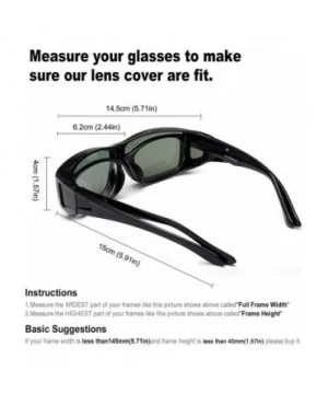 Polarized Rectangular Glasses Sunglasses Protection - Transparent Black Frame Green Lens - CE185YTESHN $11.32 Oversized