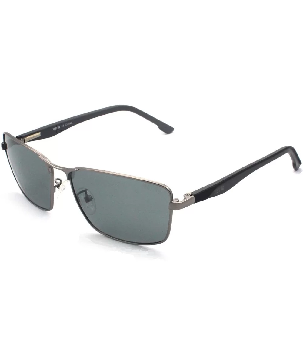 Metal Sport Sunglasses with Spring Hinge Polarized and UV 400 Protection lenses - Gunmetal Frame Grey Lens - CC18TQUXIR0 $11....