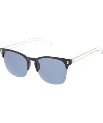 Semi Rimless Wire Hook Temples Square Lens Horn Rimmed Sunglasses 56mm - Black-silver / Smoke - CP12O44XIKW $7.95 Wayfarer