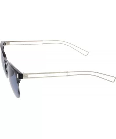 Semi Rimless Wire Hook Temples Square Lens Horn Rimmed Sunglasses 56mm - Black-silver / Smoke - CP12O44XIKW $7.95 Wayfarer