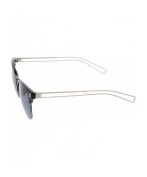 Semi Rimless Wire Hook Temples Square Lens Horn Rimmed Sunglasses 56mm - Black-silver / Smoke - CP12O44XIKW $7.95 Wayfarer