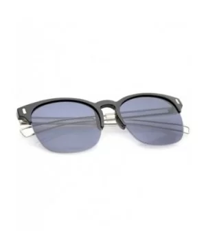 Semi Rimless Wire Hook Temples Square Lens Horn Rimmed Sunglasses 56mm - Black-silver / Smoke - CP12O44XIKW $7.95 Wayfarer