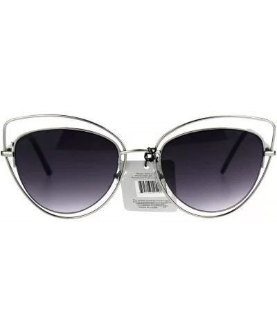 Womens Oceanic Gradient Oversize Double Rim Goth Cat Eye Sunglasses - Silver Smoke - CR185UULL40 $7.49 Cat Eye