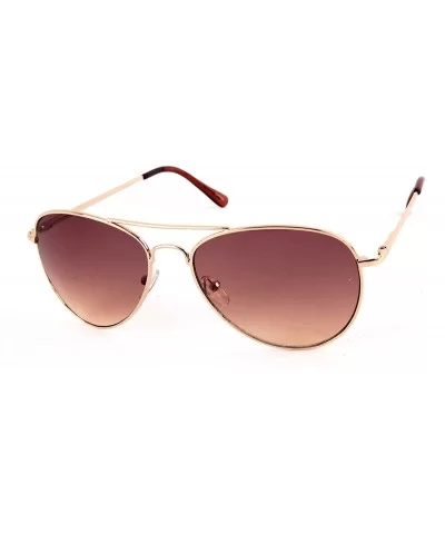 Metal Classic Aviator Color Lens Sunglasses Medium Size P968 - Gold-brown Lens - CH11BJ60JEN $12.39 Aviator