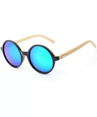 Steampunk Retro Sunglasses Bamboo Round lightweight Sun glasses Vintage Wooden Eyewear Mirror Lens - CE188UH7R9H $7.32 Wayfarer