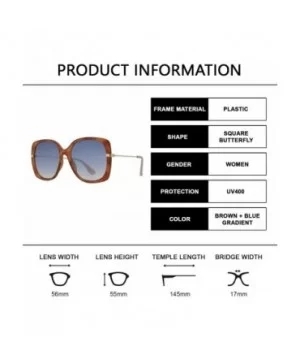 Retro Square Butterfly Sunglasses for Women UV Protection - Brown + Blue Gradient - CE1960Q2S6N $11.46 Butterfly