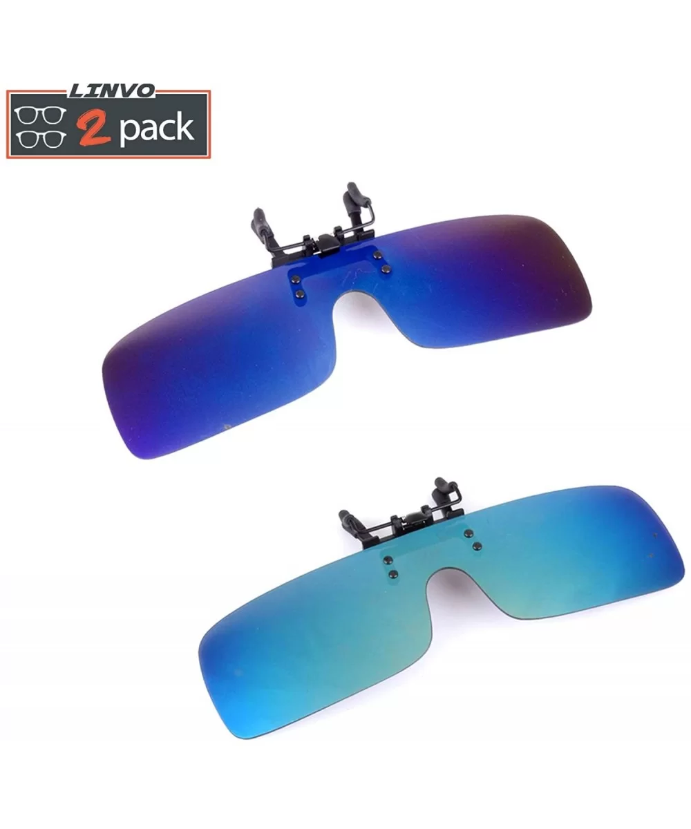 Clip-on Flip Up Polarized Rimless One Piece Sunglasses Over Prescription Glasses for Men Women - CK18N9HRO4Z $9.14 Rimless