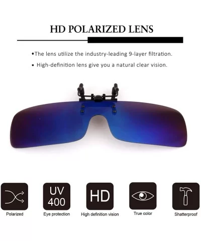 Clip-on Flip Up Polarized Rimless One Piece Sunglasses Over Prescription Glasses for Men Women - CK18N9HRO4Z $9.14 Rimless