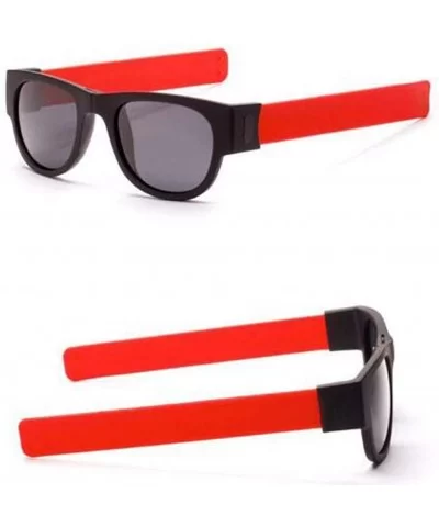 New Creative Wristband Glasses Polarized Sunglasses Driving Fold Goggles Snap Bracelet - Red - CT18TQKDTAX $6.40 Aviator