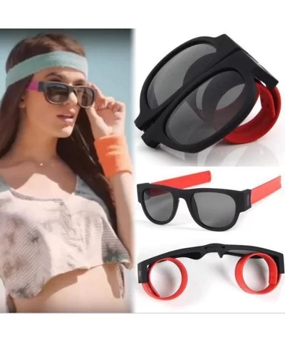 New Creative Wristband Glasses Polarized Sunglasses Driving Fold Goggles Snap Bracelet - Red - CT18TQKDTAX $6.40 Aviator