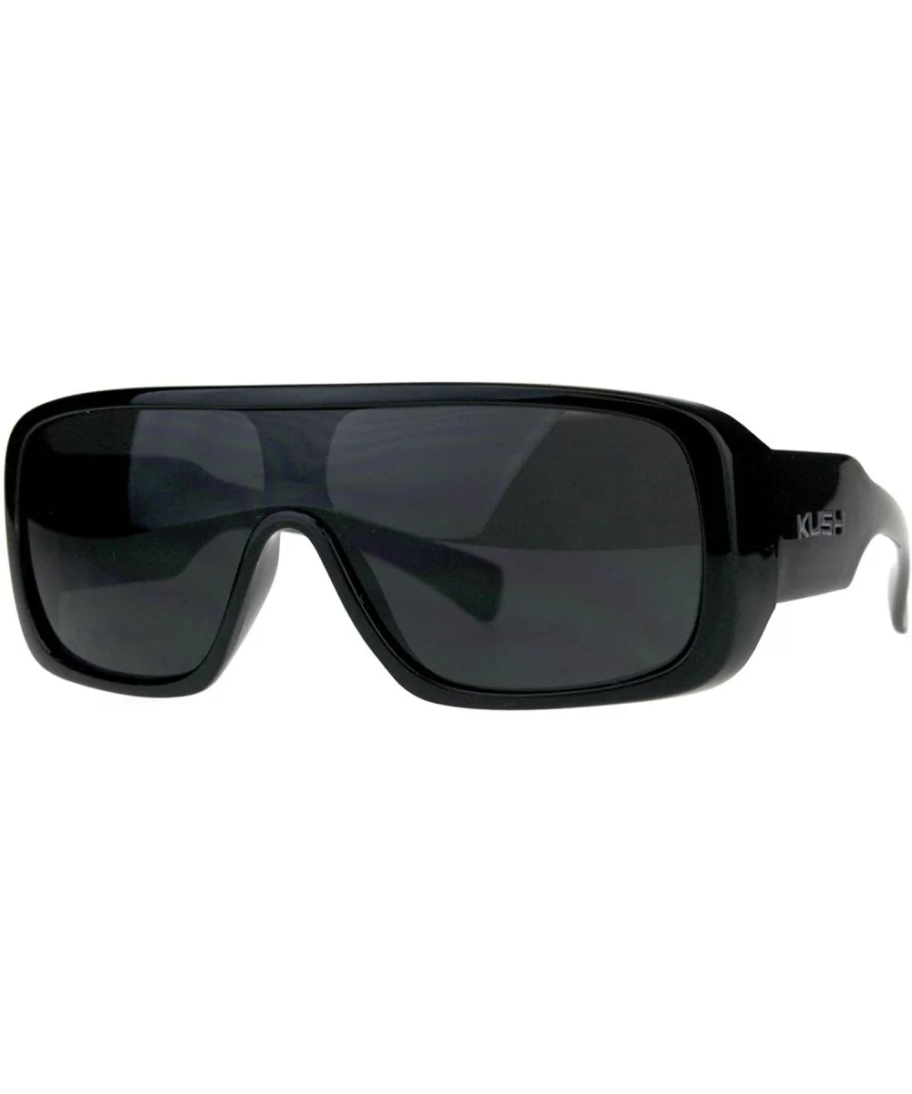 KUSH Sunglasses Mens Goggle Style Square Rectangular Black UV 400 - Black/Grey - CY18CHCZG6W $6.75 Rectangular