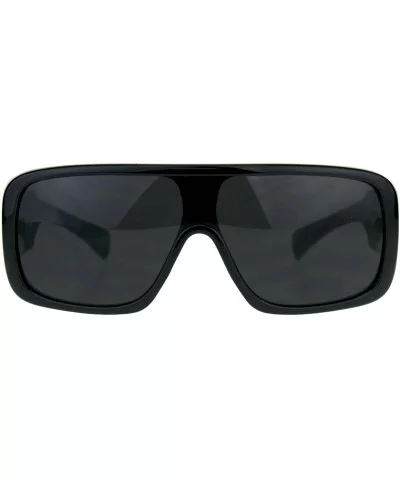 KUSH Sunglasses Mens Goggle Style Square Rectangular Black UV 400 - Black/Grey - CY18CHCZG6W $6.75 Rectangular