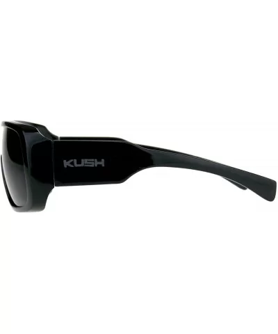 KUSH Sunglasses Mens Goggle Style Square Rectangular Black UV 400 - Black/Grey - CY18CHCZG6W $6.75 Rectangular