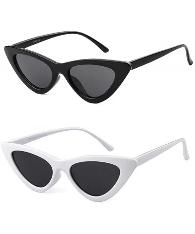 Retro Clout Goggles Vintage Cat Eye Sunglasses Women Glasses Kurt Cobain Trendy Narrow Plastic Frame - CJ18I3XQIAW $10.42 Cat...