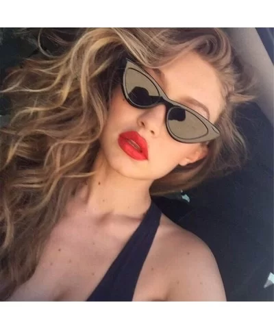 Retro Clout Goggles Vintage Cat Eye Sunglasses Women Glasses Kurt Cobain Trendy Narrow Plastic Frame - CJ18I3XQIAW $10.42 Cat...