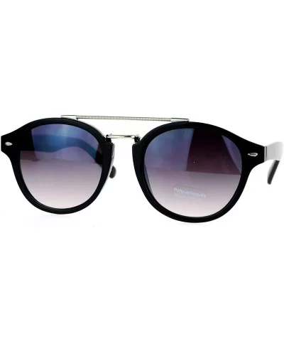 Womens Vintage Retro Fashion Sunglasses Round Designer Frame - Black (Smoke) - C51898SS3KZ $8.12 Round