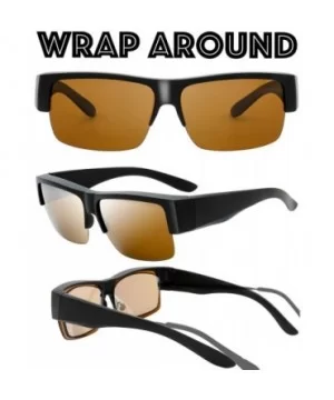 High definition Polarized Wrap Around Semi-rimless Sunglasses for Prescription Glasses - Gift Box Package - CJ18HQODUR8 $13.3...