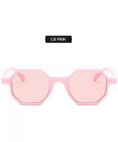 Small Sunglasses Women Vintage Polygon Black Pink Red Sun Glasses Retro Eyeglasses Mirror UV400 - Pink - CM199CET4WZ $17.61 S...