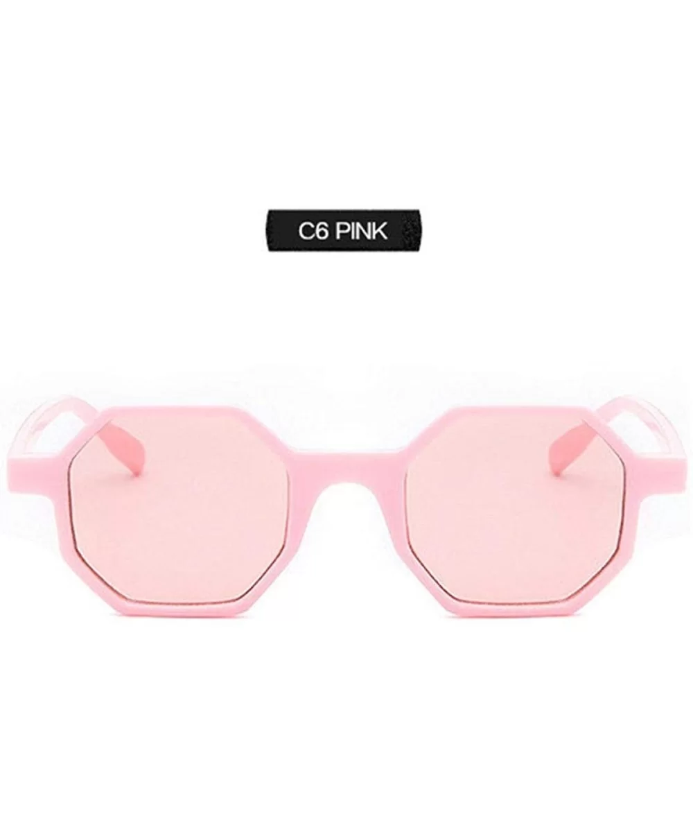 Small Sunglasses Women Vintage Polygon Black Pink Red Sun Glasses Retro Eyeglasses Mirror UV400 - Pink - CM199CET4WZ $17.61 S...