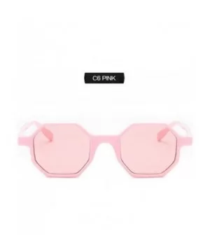 Small Sunglasses Women Vintage Polygon Black Pink Red Sun Glasses Retro Eyeglasses Mirror UV400 - Pink - CM199CET4WZ $17.61 S...