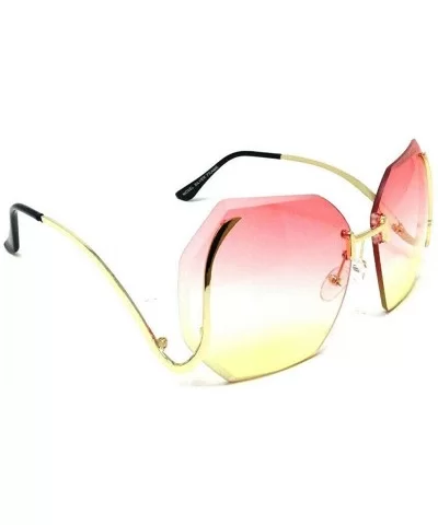 Womens XL Oversized Rimless Butterfly Luxury Sunglasses - Gold Metallic Frame - C918UX0L8ZM $10.35 Rimless