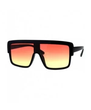 Retro Futuristic Sunglasses Flat Top Square Oversized Shades UV 400 - Black (Orange Yellow) - C618GNMWSWL $8.05 Square